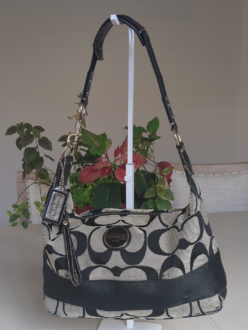 Coach Signature Stripe Hobo Bag